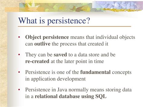 what is persistence in java with example